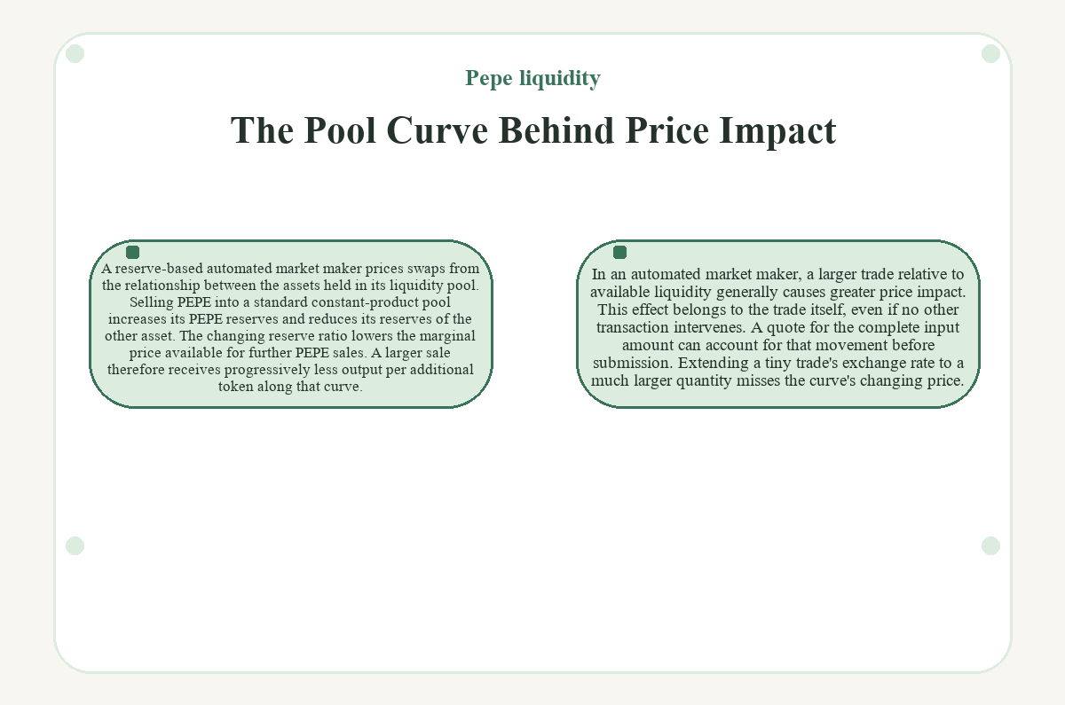 Pepe liquidity - The Pool Curve Behind Price Impact - illustration